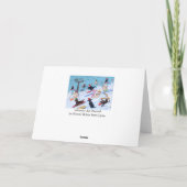 冬のおもしろいのクリスマスのスキーラブラドールの絵を描くこと シーズンカード (裏面)