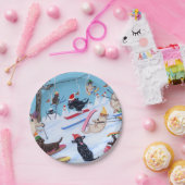 冬のおもしろいのクリスマスのスキーラブラドール ペーパープレート (パーティー)