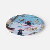 冬のおもしろいのクリスマスのスキーラブラドール ペーパープレート (アングル)