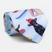 冬のおもしろいのスキーにラブラドールの絵を描くこと ネクタイ (ロール)