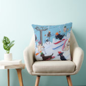 冬のおもしろいのスキーのラブラドール クッション (椅子)