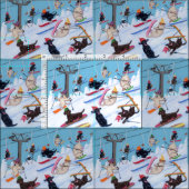 冬のおもしろいのスキーのラブラドール ファブリック (タイル)