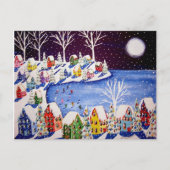 冬のおもしろいアイススケーターハウスポストカード ポストカード (正面)