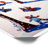 冬のおもしろいアイススケートスレードライドフォークアートプリント ポスター (角)