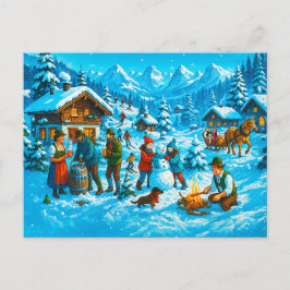 冬のおもしろいインアルパインビレッジ シーズンポストカード