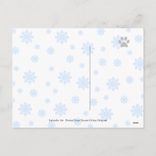 冬のおもしろいクリスマススキーラブラドール絵画ズ シーズンポストカード (裏面)