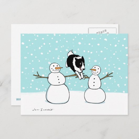 冬のおもしろいコリー |犬のクリスマス・ホリデー シーズンポストカード (正面/裏面)