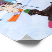 冬のおもしろいスキーラブラドールアートワーク ポスター (角)