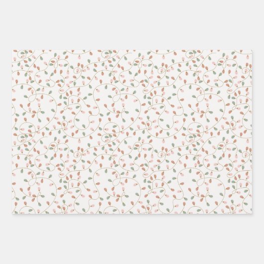 冬のおもしろいピンクグリーンパステルホリークリスマスすてき ラッピングペーパーシート (正面2)