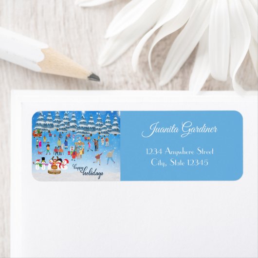 冬のおもしろいフェスティバル挨拶 ラベル (インサイチュ)