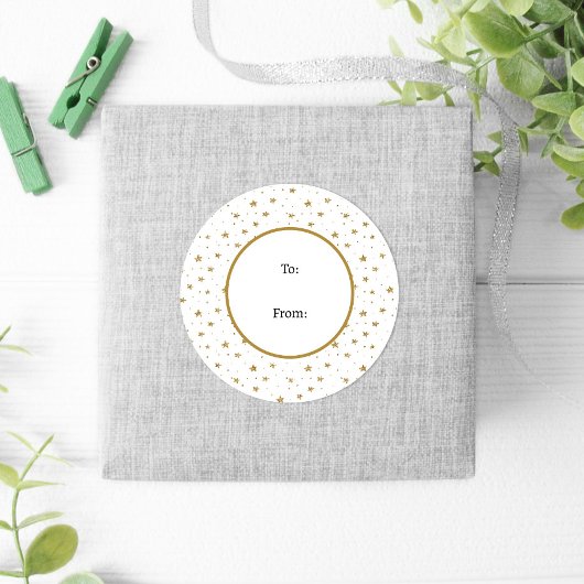 冬のおもしろいホワイト金ゴールドスタークリスマス ラウンドシール