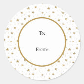 冬のおもしろいホワイト金ゴールドスタークリスマス ラウンドシール (正面)