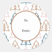 冬のおもしろいボホツリーズブルー金ゴールドクリスマス ラウンドシール (正面)