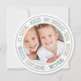 冬のおもしろいメリークリスマスラウンドフォトカード シーズンカード