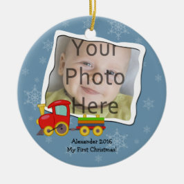 冬のおもちゃ列車の雪の結晶クリスマスオーナメント セラミックオーナメント