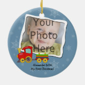 冬のおもちゃ列車の雪の結晶クリスマスオーナメント セラミックオーナメント (裏面)