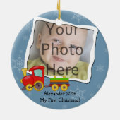 冬のおもちゃ列車ベビーまたはキッズクリスマスオーナメント セラミックオーナメント (裏面)