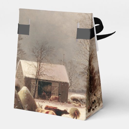 冬のお気に入りボックスにノスタルジックな農場の風景 フェイバーボックス (裏面サイド)