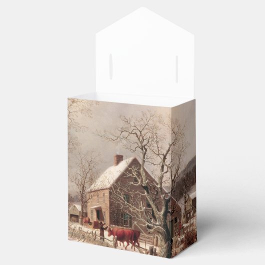 冬のお気に入りボックスにノスタルジックな農場の風景 フェイバーボックス (オープン)