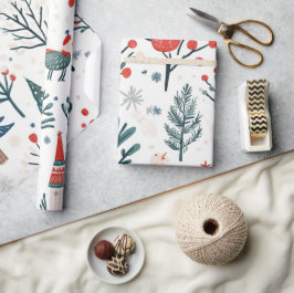 冬のお洒落クリスマスパターン ラッピングペーパー