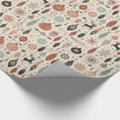 冬のお洒落フォークトナカイ&フェザークリスマス ラッピングペーパー (角)