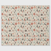 冬のお洒落フォークトナカイ&フェザークリスマス ラッピングペーパー (フラット)