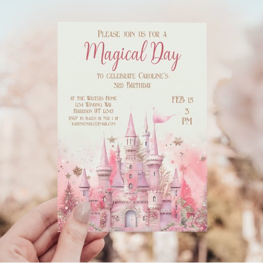 冬のお洒落プリンセスフェアリータレ誕生日 招待状