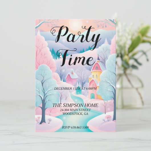 冬のお洒落ワンダーランドクリスマス招待状 招待状 (スタンド正面)