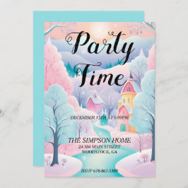 冬のお洒落ワンダーランドクリスマス招待状 招待状