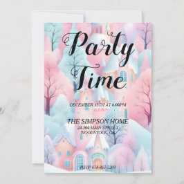 冬のお洒落ワンダーランドクリスマス招待状 招待状