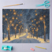 冬のお洒落切り離し中の森 薄葉紙 (クラフト)