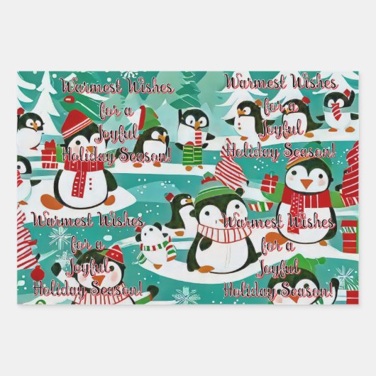 冬のお洒落景色は賑やかな村だ ラッピングペーパーシート (正面3)