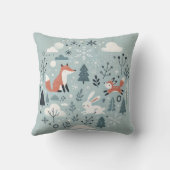 冬のお洒落景色 – 雪に覆われた可愛い動物 クッション (裏面)