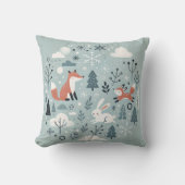 冬のお洒落景色 – 雪に覆われた可愛い動物 クッション (正面)