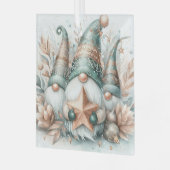 冬のお洒落格言水彩バラ金ゴールド星 ガラスオーナメント (正面左)