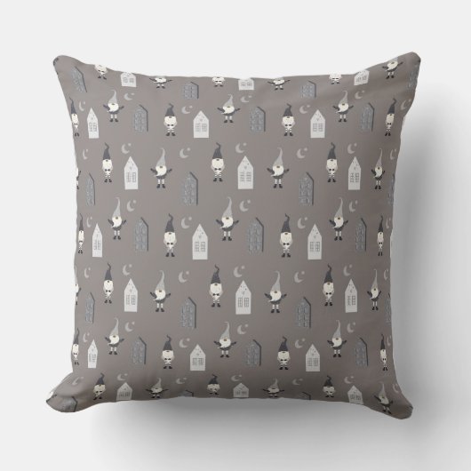 冬のお洒落格言、家々とムーングレー クッション (正面)