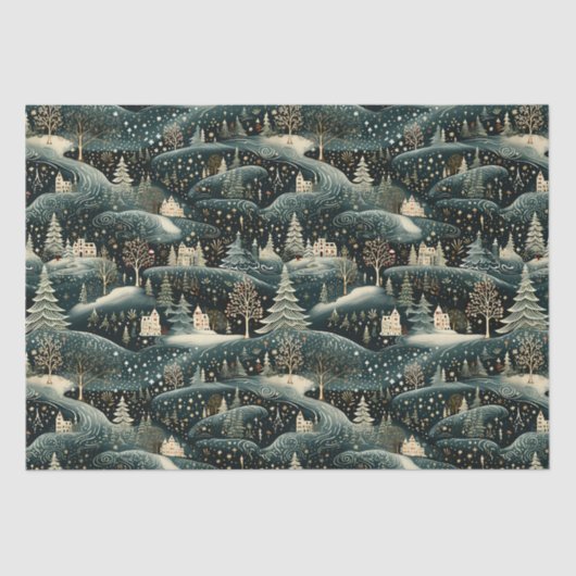 冬のお洒落森のクリスマスのデコパージュ 薄葉紙 (正面)