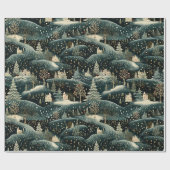 冬のお洒落森のクリスマス ラッピングペーパー (フラット)