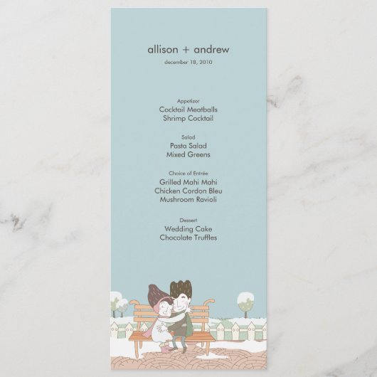 冬のお洒落結婚式のメニューカード メニュー (正面)