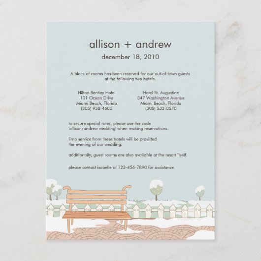 冬のお洒落結婚式の宿泊カード エンクロージャーカード (正面)