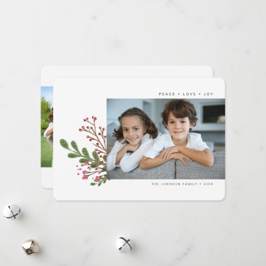 冬のお洒落緑2枚の写真 シーズンカード (正面/裏面インサイチュ)