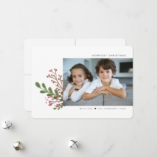 冬のお洒落緑5枚の写真 シーズンカード (正面/裏面インサイチュ)