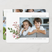 冬のお洒落緑5枚の写真 シーズンカード (正面/裏面)