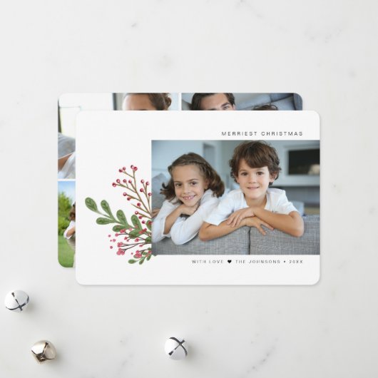 冬のお洒落緑5枚の写真 シーズンカード (正面/裏面インサイチュ)