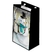 冬のお洒落雪だるまクリスマススケッチ スモールペーパーバッグ (裏面アングル)