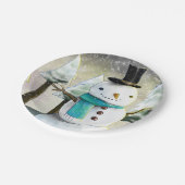 冬のお洒落雪だるまクリスマススケッチ ペーパープレート (アングル)