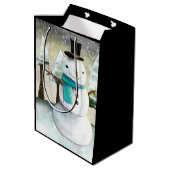 冬のお洒落雪だるまクリスマススケッチ ミディアムペーパーバッグ (裏面アングル)