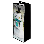 冬のお洒落雪だるまクリスマススケッチ ワインギフトバッグ (裏面アングル)