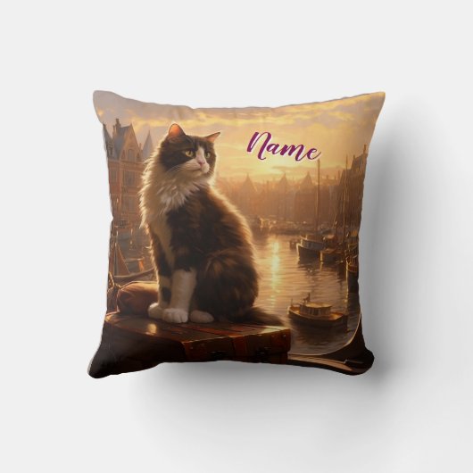 冬のお祝いと子猫 クッション (裏面)