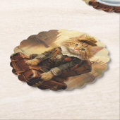 冬のお祝いと子猫 ペーパーコースター (アングル)